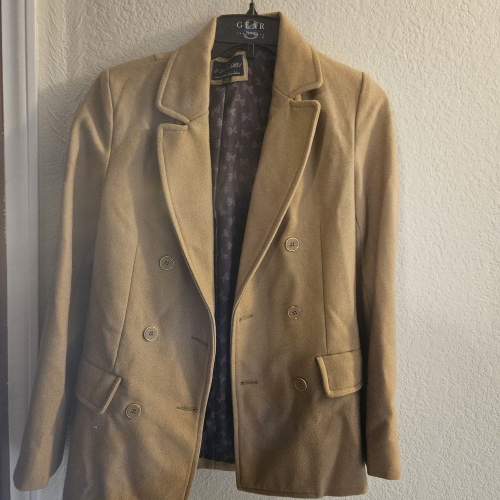 Women's Tan Double-Breasted Blazer
